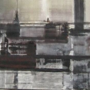 Painting titled "port" by Esteves De Cooman, Original Artwork, Oil