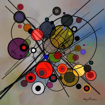 Digitale Kunst mit dem Titel "Lines and Circles" von Angel Estevez, Original-Kunstwerk, Digitale Malerei