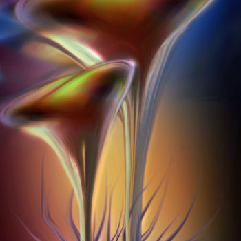 Digital Arts titled "Surreal tulips" by Angel Estevez, Original Artwork, Digital Painting