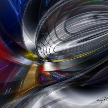 Digitale Kunst mit dem Titel "Chrome whirlpool" von Angel Estevez, Original-Kunstwerk, 3D Modellierung
