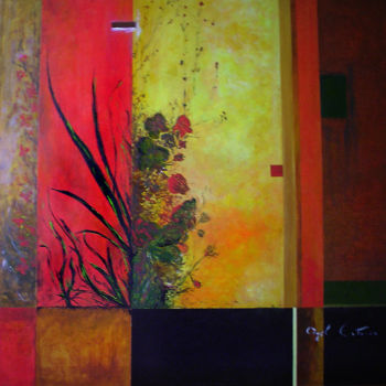 Painting titled "Floral" by Angel Estevez, Original Artwork, Acrylic