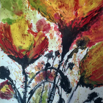 Pintura intitulada "Flores do campo" por Angel Estevez, Obras de arte originais, Acrílico