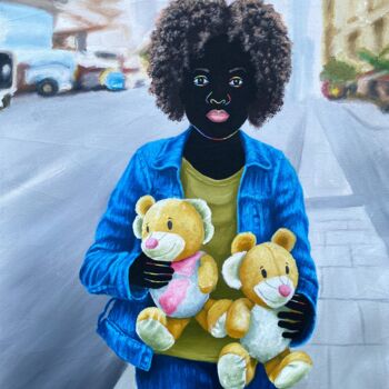Peinture intitulée "Cuddly treasures" par Esther Oyeyemi, Œuvre d'art originale, Acrylique