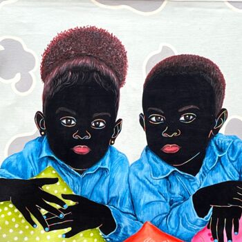 Malerei mit dem Titel "Pillow Play" von Esther Oyeyemi, Original-Kunstwerk, Acryl