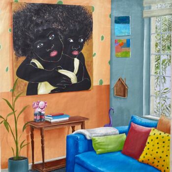 Schilderij getiteld "Cozy Retreat" door Esther Oyeyemi, Origineel Kunstwerk, Acryl