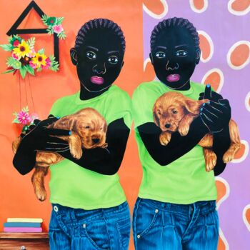 Malerei mit dem Titel "Furry friend II" von Esther Oyeyemi, Original-Kunstwerk, Acryl