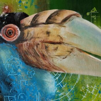Peinture intitulée "Tropical bird" par Esther Pillet, Œuvre d'art originale, Acrylique Monté sur Châssis en bois