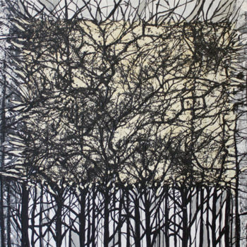 Painting titled "Park Trees" by Esther Stenzler, Original Artwork, Acrylic