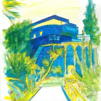 Dessin intitulée "Jardin de Majorelle…" par Esther, Œuvre d'art originale