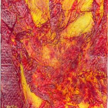 Schilderij getiteld "Coeur de feu" door Esther, Origineel Kunstwerk