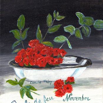 Peinture intitulée "CORBEILLE  DE FLEUR…" par Demoncheaux, Œuvre d'art originale