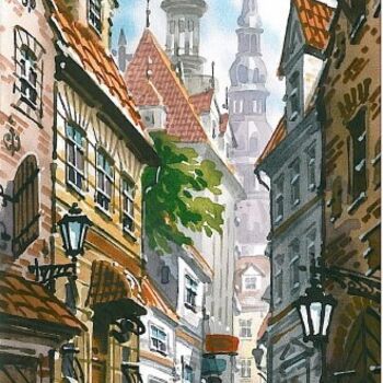 「old town」というタイトルの絵画 Estilbaによって, オリジナルのアートワーク, オイル