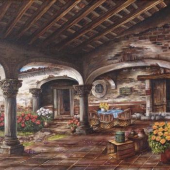 Painting titled "Hacienda" by Edith Succar, Original Artwork