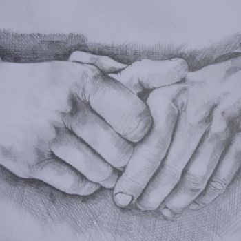 Dibujo titulada "les mains du travai…" por Carole Louise Barbier, Obra de arte original