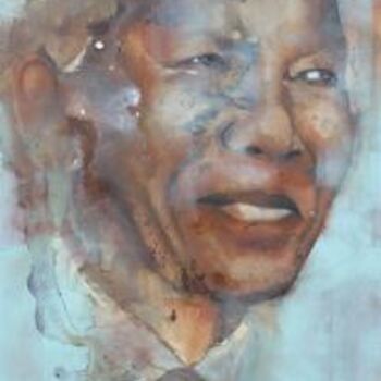 Pintura intitulada "Mandela" por Carole Louise Barbier, Obras de arte originais