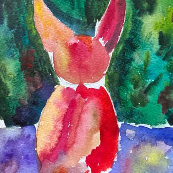Pittura intitolato "Eggcat: a colorful…" da Eteri, Opera d'arte originale, Matita