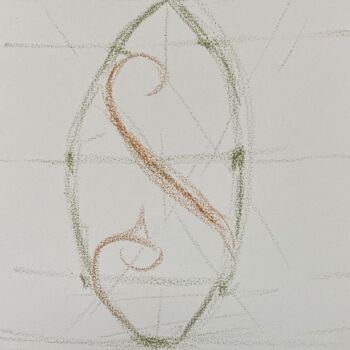Картина под названием "Leaves of Non-Symme…" - Eteri, Подлинное произведение искусства, Цветные карандаши