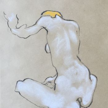 Drawing titled "A833 Ambre - seated…" by Etienne Bonnet, Original Artwork, Chalk