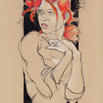 Рисунок под названием "A556 Marianne" - Etienne Bonnet, Подлинное произведение искусства, Пастель