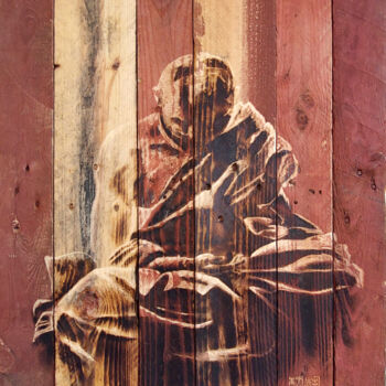Pintura intitulada "Souffle" por Etienne Carreno, Obras de arte originais, Gravação Montado em Painel de madeira