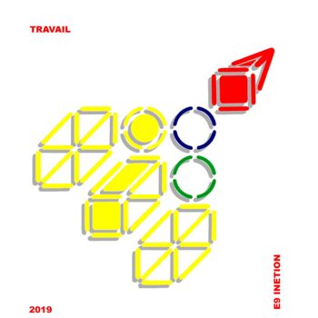 Arts numériques intitulée "TRAVAIL" par Etienne Frouin (E9 Inertion), Œuvre d'art originale, Peinture numérique