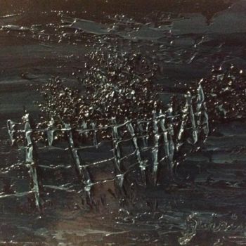 Painting titled "La nuit en hiver" by Etienne Guérinaud, Original Artwork, Oil