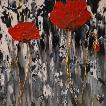 Картина под названием "Nous deux en rouge" - Etienne Guérinaud, Подлинное произведение искусства, Масло Установлен на Другая…