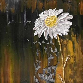 Painting titled "Marguerite" by Etienne Guérinaud, Original Artwork, Oil Mounted on Other rigid panel