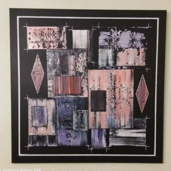Painting titled "Abstraite 5" by Etienne Guérinaud, Original Artwork, Collages Mounted on Wood Stretcher frame