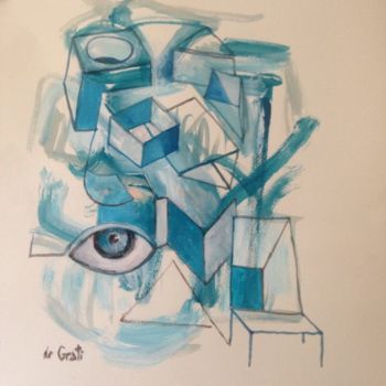 Рисунок под названием "La chaise vide" - De Grati, Подлинное произведение искусства