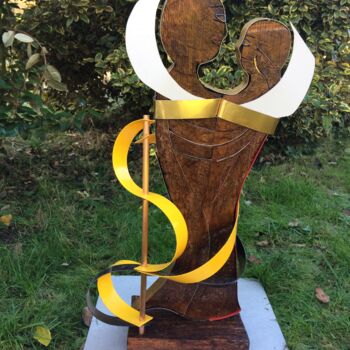 Sculpture titled "Les amoureux du siè…" by Étienne Dupé, Original Artwork, Aluminium