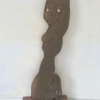 Sculpture titled "Femme à genoux" by Étienne Dupé, Original Artwork, Aluminium