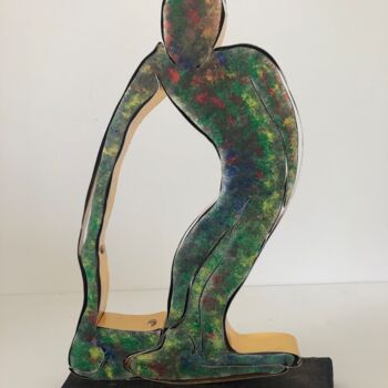 Sculpture titled "main dans main" by Étienne Dupé, Original Artwork, Wood