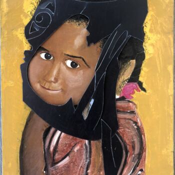 Painting titled "petite fille dévoil…" by Étienne Dupé, Original Artwork, Oil Mounted on Wood Stretcher frame