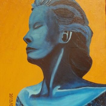 Peinture intitulée "Femme bleu" par Étienne Dupé, Œuvre d'art originale, Huile