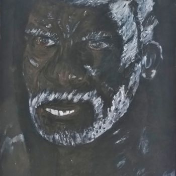 Painting titled "vieil africain" by Étienne Dupé, Original Artwork, Oil