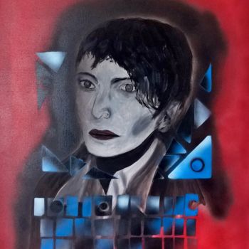 Painting titled "BARBARA" by Étienne Dupé, Original Artwork, Oil Mounted on Wood Stretcher frame
