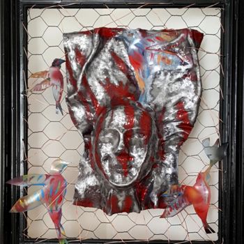 "Le masque aux oisea…" başlıklı Heykel Étienne Dupé tarafından, Orijinal sanat, Metaller