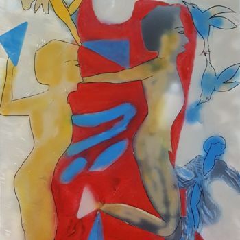 Painting titled "mouvement III" by Étienne Dupé, Original Artwork, Acrylic