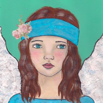 Painting titled "angel" by Ellen Hendrikx, Original Artwork, Acrylic
