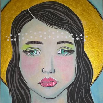 Peinture intitulée "sad girl" par Ellen Hendrikx, Œuvre d'art originale, Acrylique