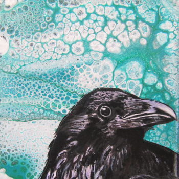 Painting titled "Raven" by Ellen Hendrikx, Original Artwork, Acrylic