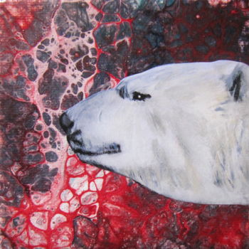 Painting titled "polar bear" by Ellen Hendrikx, Original Artwork, Acrylic