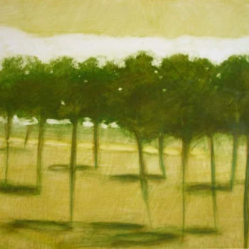 Painting titled "SOSPENSIONE VERDE" by Ettore Sassi, Original Artwork, Acrylic Mounted on Wood Panel