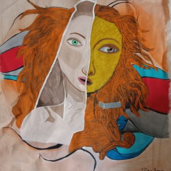 Pittura intitolato "Femme d'hier et d'a…" da Ettour Hasna, Opera d'arte originale, Acrilico