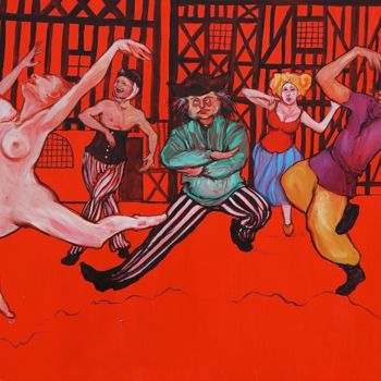 「les danseurs fous (…」というタイトルの絵画 Etziによって, オリジナルのアートワーク, オイル