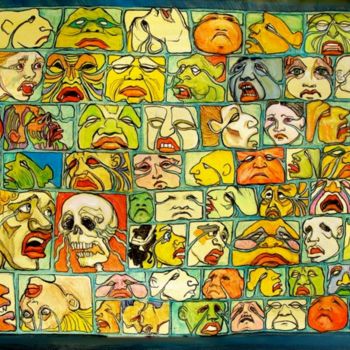 Pittura intitolato "le mur des lamentat…" da Etzi, Opera d'arte originale