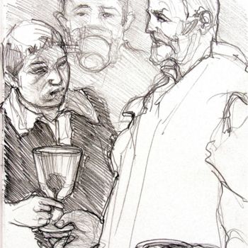 Rysunek zatytułowany „le marchand d'eau d…” autorstwa Etzi, Oryginalna praca, Conté