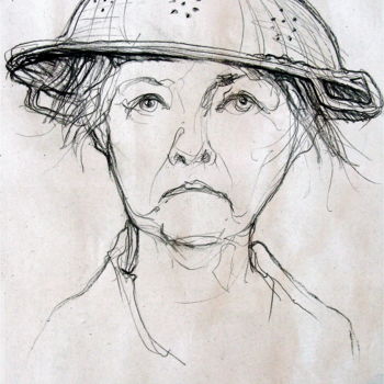 Drawing titled "la ménagère de 60 a…" by Etzi, Original Artwork, Graphite
