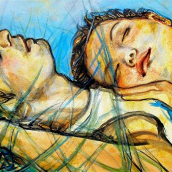 Pittura intitolato "la sieste" da Etzi, Opera d'arte originale, Olio